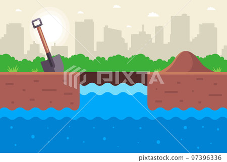 extraction of water from underground. The groundwater. 97396336