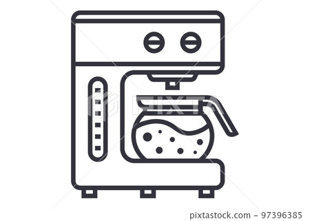 black icon coffee maker prepared ready-made hot coffee in the morning. black icon coffee maker prepared ready-made hot coffee in the morning. 97396385