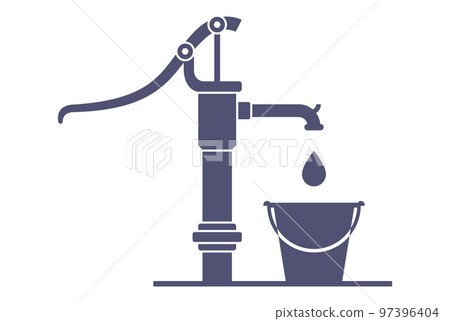 hand pump black icon for extracting water. 97396404