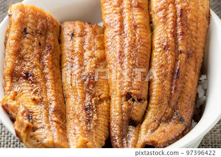 Close-up of eel bowl. Close-up of eel bowl. 97396422