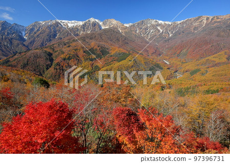 長野縣北安澄郡白馬村北條岩岳 從白馬岩岳避暑山莊的山港眺望到白雪皚皚的白馬連峰和紅葉 長野縣北安澄郡白馬村北條岩岳 從白馬岩岳避暑山莊的山港眺望到白雪皚皚的白馬連峰和紅葉 97396731