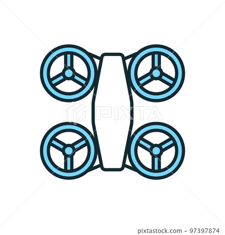 Vector illustration material of a flying car. A view from a bird's-eye view. Vector illustration material of a flying car. A view from a bird's-eye view. 97397874