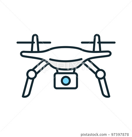 一架簡單的無人機的插圖。矢量圖標素材。 一架簡單的無人機的插圖。矢量圖標素材。 97397878