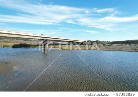 Beaches, marshes and cliffs at San Simeon  California 97398889