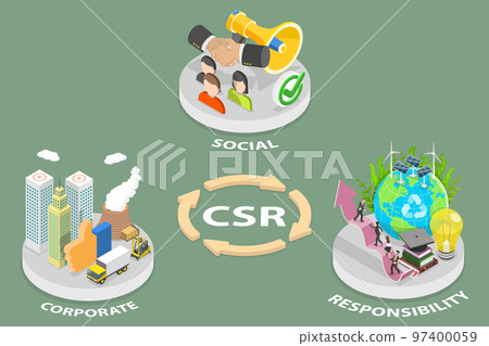 3D Isometric Flat Vector Conceptual Illustration of CSR: Corporate Social Responsibility 3D Isometric Flat Vector Conceptual Illustration of CSR: Corporate Social Responsibility 97400059