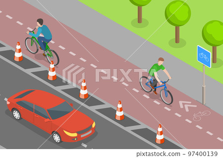 3D Isometric Flat Vector Conceptual Illustration of Bicycle Path 97400139