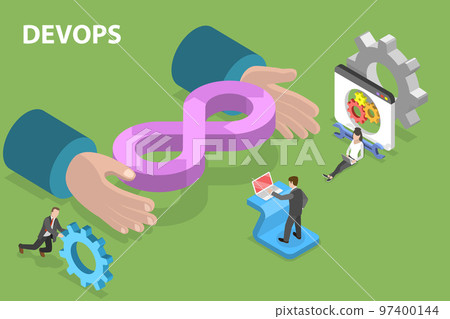 3D Isometric Flat Vector Conceptual Illustration of Devops Development and Operations 97400144
