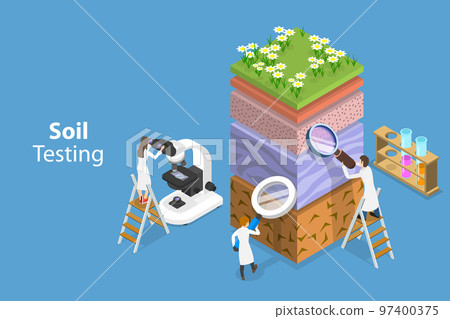 3D Isometric Flat Vector Conceptual Illustration of Soil Testing 97400375