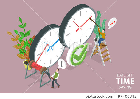 3D Isometric Flat Vector Conceptual Illustration of Daylight Saving Time 97400382