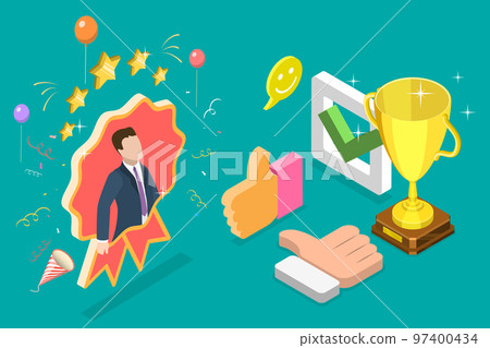 3D Isometric Flat Vector Conceptual Illustration of Employee Recognition Award 97400434