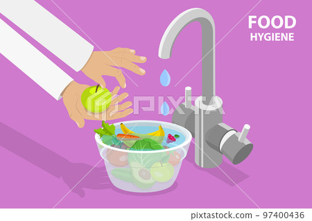 3D Isometric Flat Vector Conceptual Illustration of Food Hygiene 97400436