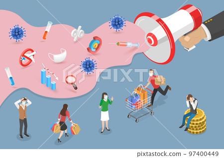 3D Isometric Flat Vector Conceptual Illustration of COVID-19 Panic 97400449