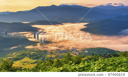 beautiful sea of clouds scenery in hokkaido beautiful sea of clouds scenery in hokkaido 97400819