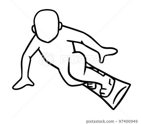 snowboarder toe side silhouette black and white 97400949