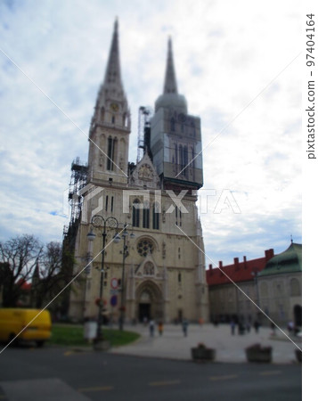 Croatia Zagreb Cathedral diorama style Croatia Zagreb Cathedral diorama style 97404164