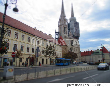 Croatia Zagreb Cathedral diorama style Croatia Zagreb Cathedral diorama style 97404165