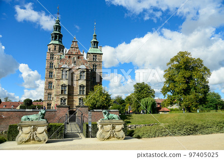 Beautiful view of Rosenborg Castle in Copenhagen, capital of Denmark 97405025