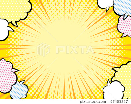 美式漫畫風格濃度線氣球框黃色插畫 美式漫畫風格濃度線氣球框黃色插畫 97405227