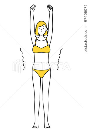 A woman in underwear stretching by stretching, image of hair removal and beauty salon 97406075