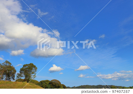 blue sky cloud tree 97407287