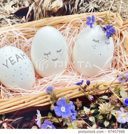 Easter eggs in a basket 97407986