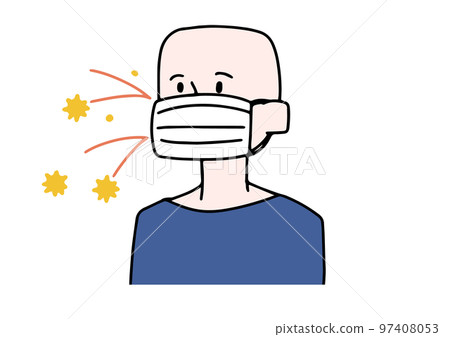 Illustration of a mask repelling viruses and pollen 97408053