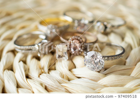 Jewelry diamond wedding rings close up Jewelry diamond wedding rings close up 97409518