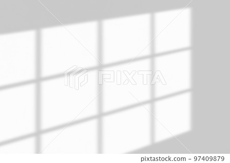 Window shadow drop on white wall background 97409879