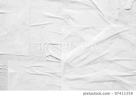 Blank white crumpled and creased paper poster texture 97411359