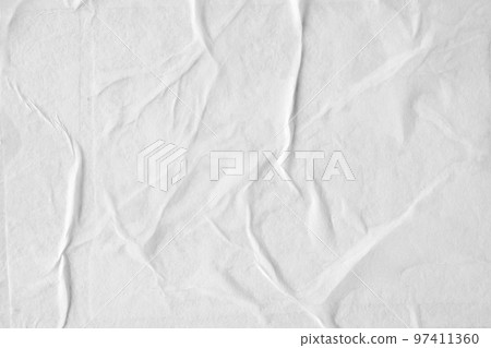 white crumpled and creased paper poster texture background 97411360