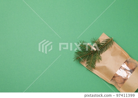 Concept of Dutch Christmas cookies, Pepernoten, space for text Concept of Dutch Christmas cookies, Pepernoten, space for text 97411399