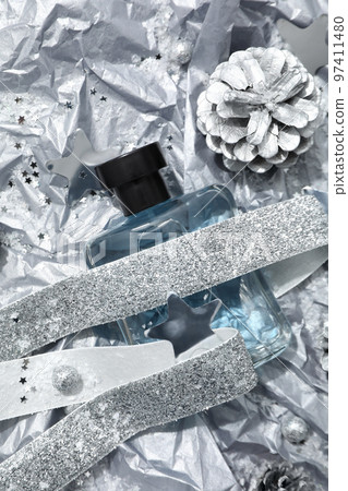 Concept of cosmetics, winter cosmetics, top view 97411480