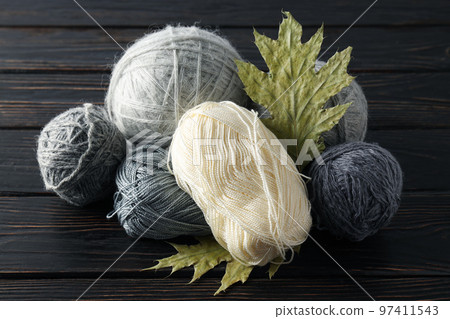 Concept of hobby, warm and cozy hobby, knitting Concept of hobby, warm and cozy hobby, knitting 97411543