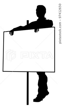 Protest Rally March Picket Sign Silhouette Person 97412650