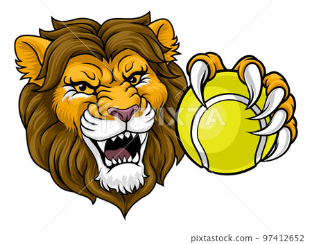 Lion Tennis Ball Animal Sports Team Mascot Lion Tennis Ball Animal Sports Team Mascot 97412652