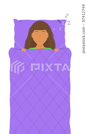 A woman is sleeping in a bed. 97412749