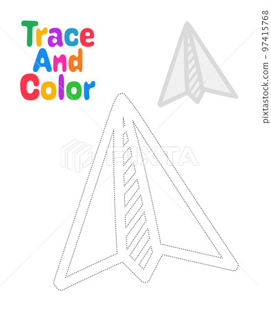 Paper plane tracing worksheet for kids Paper plane tracing worksheet for kids 97415768