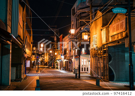 Illuminated back alley in Omuta City, Fukuoka Prefecture 97416412