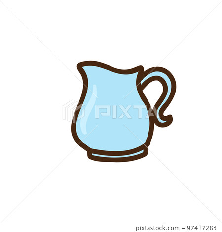 Jug of milk. Fresh milk beverage for breakfast. Vector illustration isolated on white background 97417283