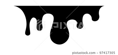 Drip of honey, melt drop. Black chocolate. Vector ink paint liquid. Sause syrip shape set Drip of honey, melt drop. Black chocolate. Vector ink paint liquid. Sause syrip shape set 97417305
