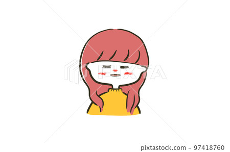 一個可愛的女孩的線條畫_長頭髮_害羞的插圖(彩色) 一個可愛的女孩的線條畫_長頭髮_害羞的插圖(彩色) 97418760