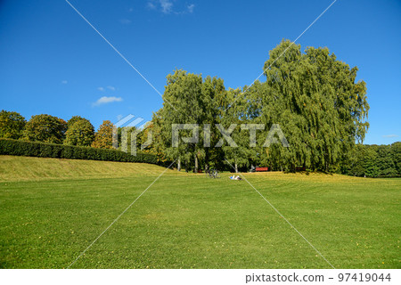 Beautiful scenery of Vigeland Sculpture Park in Oslo, capital of Norway 97419044