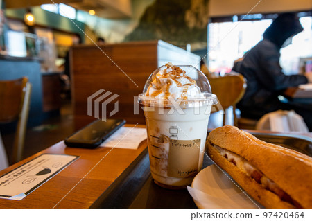 Frappe and panini and cafe scenery Frappe and panini and cafe scenery 97420464