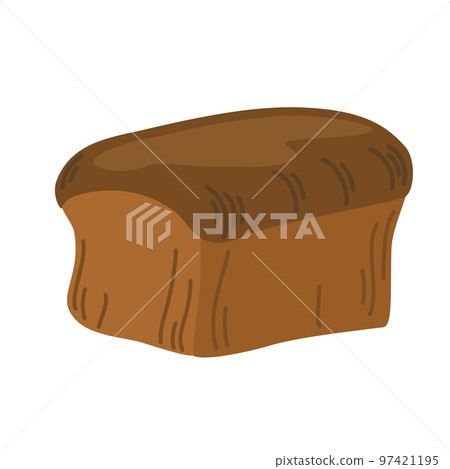 Bread. Whole grain, yeast baked bread. food sign. Ideal for cafe, restaurants, food shops and printing. Vector hand draw illustration isolated on the white background. 97421195