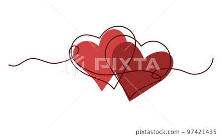 Heart. Friendship and love concept. Continuous line art drawing. Perfect for printing postcards and Valentine's Day. Vector hand draw illustration. Heart. Friendship and love concept. Continuous line art drawing. Perfect for printing postcards and Valentine's Day. Vector hand draw illustration. 97421435