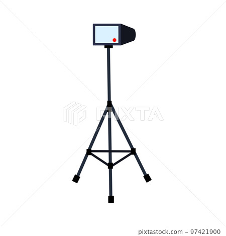 Video camera on tripod. Professional photography. Photo equipment Video camera on tripod. Professional photography. Photo equipment 97421900