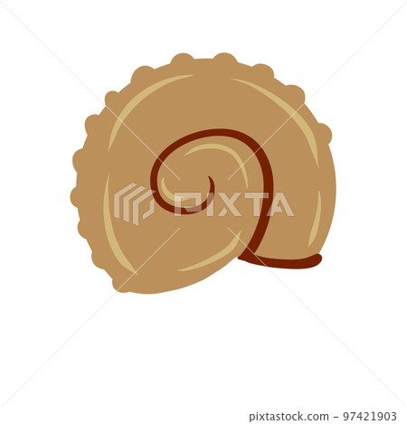 Spiral shell of snail or mollusk. Simple doodle cartoon illustration Spiral shell of snail or mollusk. Simple doodle cartoon illustration 97421903
