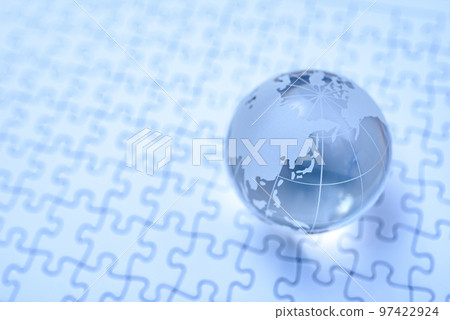 Globe on a jigsaw puzzle Pinto Hokkaido, Northern Territories Cold colors 97422924