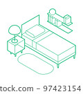 Isometric Bedroom Outline Illustration 97423154