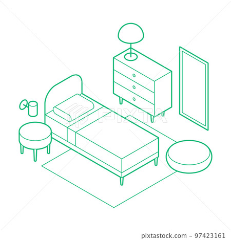Isometric Bedroom Outline Illustration Isometric Bedroom Outline Illustration 97423161